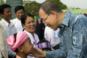 Secretary-General Visits UNODC Project in Shan State, Myanmar Secretary-General Ban Ki-moon meets local villagers in Kyauk Ka Char, Shan State, Myanmar, where he visited the Government and UN Office on Drugs and Crime (UNODC) co-sponsored "Drug Alternative Development Project" being implemented in the area. Kyauk Ka Char, Myanmar (Photo: UNODC)