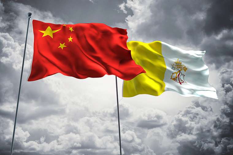 Flags of China and Vatican City. Credit: FreshStock/Shutterstock.