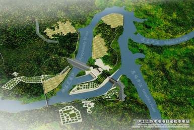 Computerised drawing of Myitsone dam project by the Chinese Embassy Myanmar