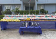 Police Arrest Chinese Nationals in Muse Drug Haul Photo frim cindc website Drugs and weapons seized from Chinese National in Muse Northern Shan State last Friday 15 May 2020