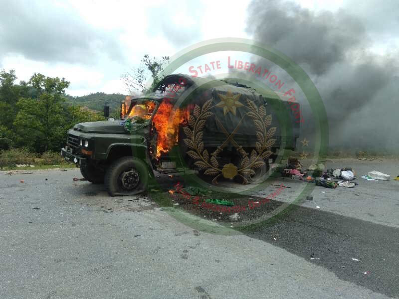 Photo by TNLA Burma Army Convoy Attacked Between Kutkai and Namphetka