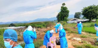 Asymptomatic Migrant Worker Latest COVID-19 Case in Eastern Shan State Mong Yang healthcare take a swab of migrant workers