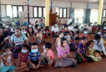 Burma Army Sends Reinforcements by Helicopters to Northern Shan State War Victims at Pong Woe monastery KM