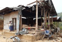 Sharpenel shell down to villagers house at Mongmouk