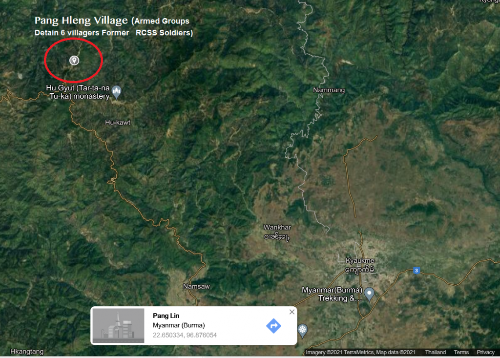 Google Map of Kyautme Township Pang Hleng village