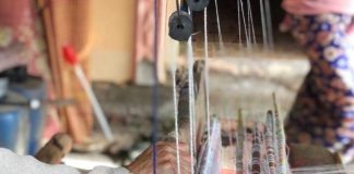 Langkho Symbolic “Dark Blue” Woven Fabric Cultural Extinction Risk Dark Blue Woven Fabric weaving at Langkho