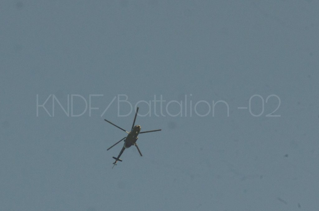 helicopter gunships flying over the blue sky Phaikhun Township