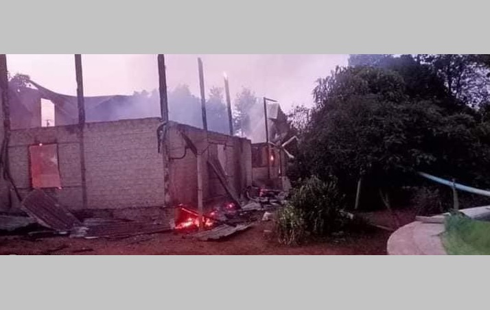 The regimes armed forces set fire to two houses at Lwasin village Ywa Ngan township