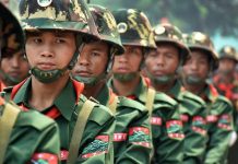 Ta’ang Youths Flee Forced Recruitment In Kyaukme Township TNLA troops. Photo Frontier Myanmar.