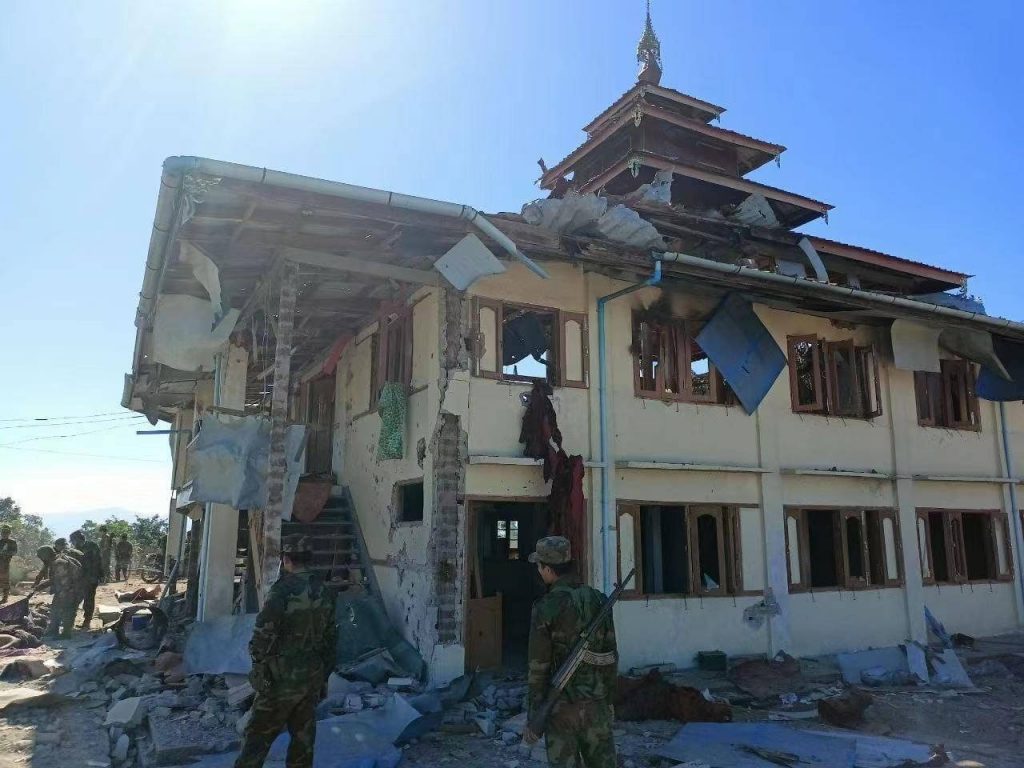 Damaged temple at Koong Sar village