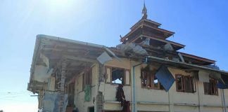 Junta Attacking TNLA With Five Battalions In Namhsan Damaged temple at Koong Sar village
