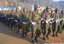 KACHIN CONFIRMS COLLABORATION WITH NUG: General Gun Maw convinced the revolution will succeed KIA troops Photo Kachin News Group