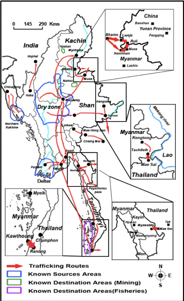 Human trafficking route in Myanmar Source SIREN