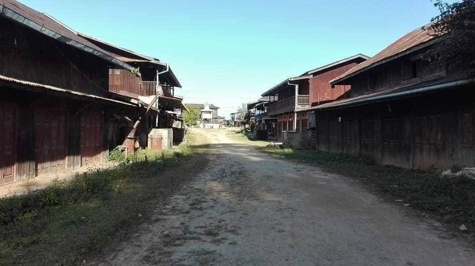 Empty village after fighting