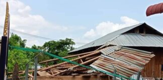 Junta Bombs Displaced Camp In Demoso Township House damaged by bombs