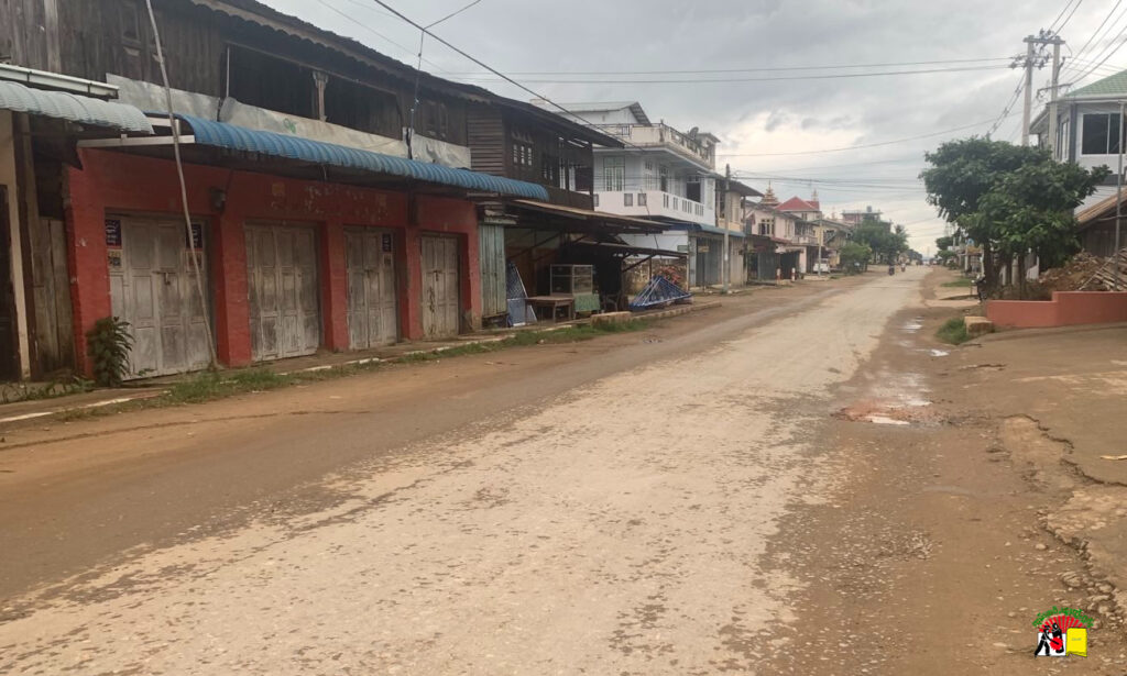 Empty street in Laikha Township after fighting broke out