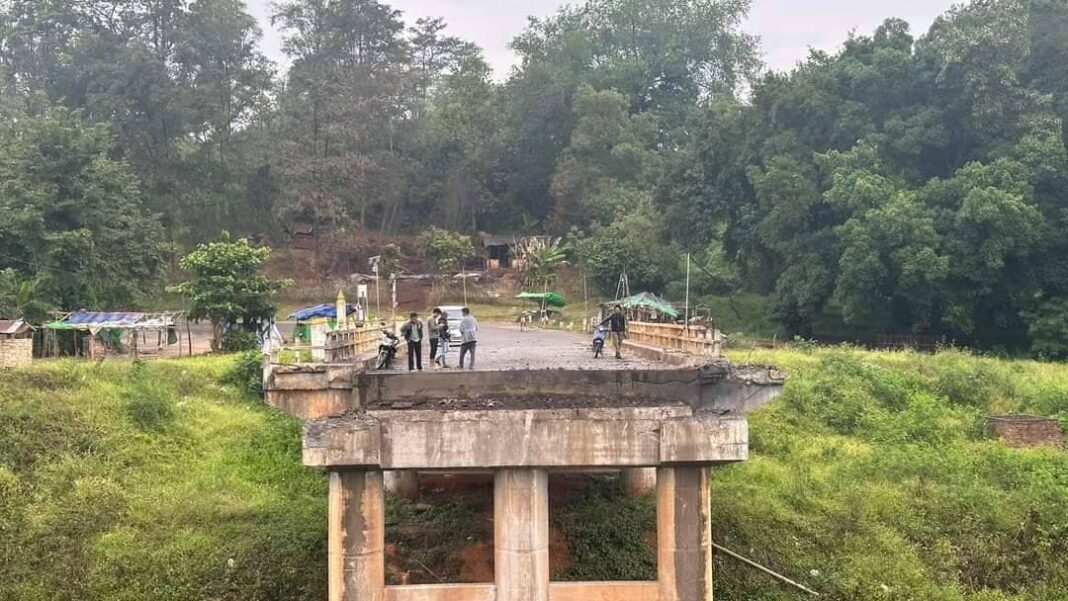 Broken bridge in Hsipaw, northern Shan State