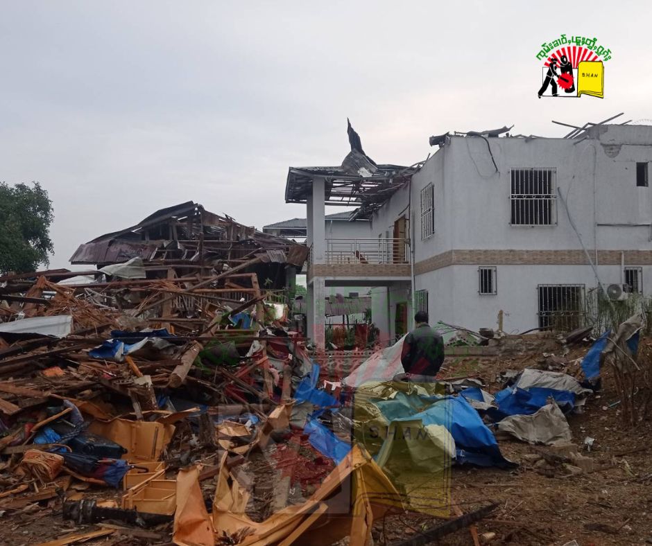 Damaged house in Jae Lant, Muse township, Shan State