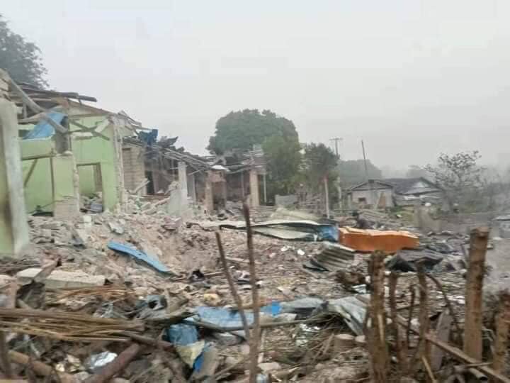Houses were destroyed by bombs