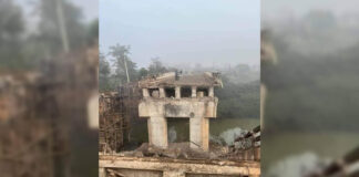 Vital Bridge Near Lashio Destroyed The broken bridge between Namtu and Lashio, northern Shan State