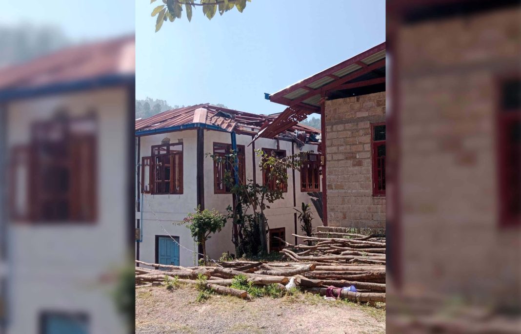 Damaged houses in Hopong township, Shan State Photo PNLA News and Information Department