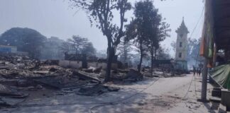 SAC Troops Kill 5 Civilians, Abduct 40 People in Mongmit Township Houses and buildings were destroyed by fighting in Mongmit township