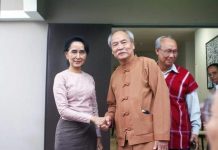 Sao Harn Yawnghwe: Military Council Destroyed the NCA Sao Harn Yawnghwe (R) shakes hands with Aung San Suu Kyi