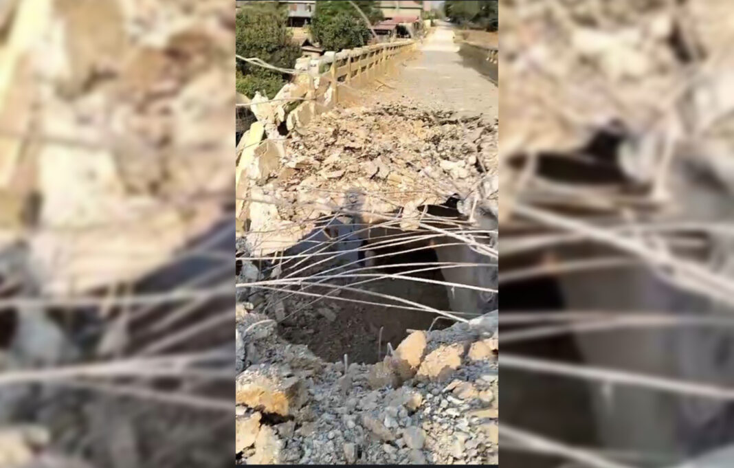 Broken bridge in Hsihseng township