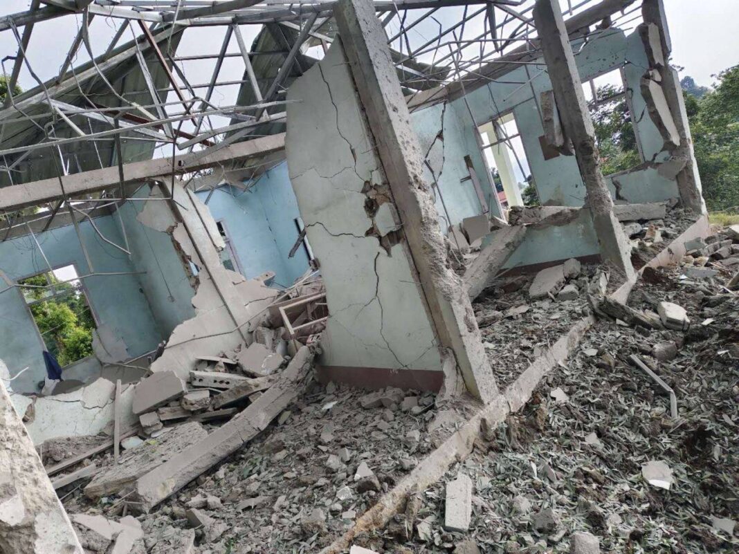 Damaged house by Military Council airstrike Damaged house by Military Council airstrike