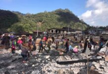 Civilian Fatalities Rising During Southern Shan State Conflict Houses destroyed in Hopong township, southern Shan State