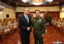 CHINA PROPOSED PRESCRIBED TALKS: Peace negotiation process nipped in the bud as SAC declared the 3BHA terrorist organization Chinese State Councilor and Foreign Minister Wang Yi meets with Myanmar's Commander in Chief Min Aung Hlaing Photo Xinhua