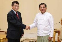 JUNTA’S RETURN TO LASHIO: Indignity and shame abound Myanmar’s loss of sovereignty is now evident China Special Envoy Deng Xijun (left) meeting with Min Aung Hlaing