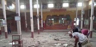 Myanmar Military Airstrike Destroys Monastery in Southern Shan State Damaged monastery