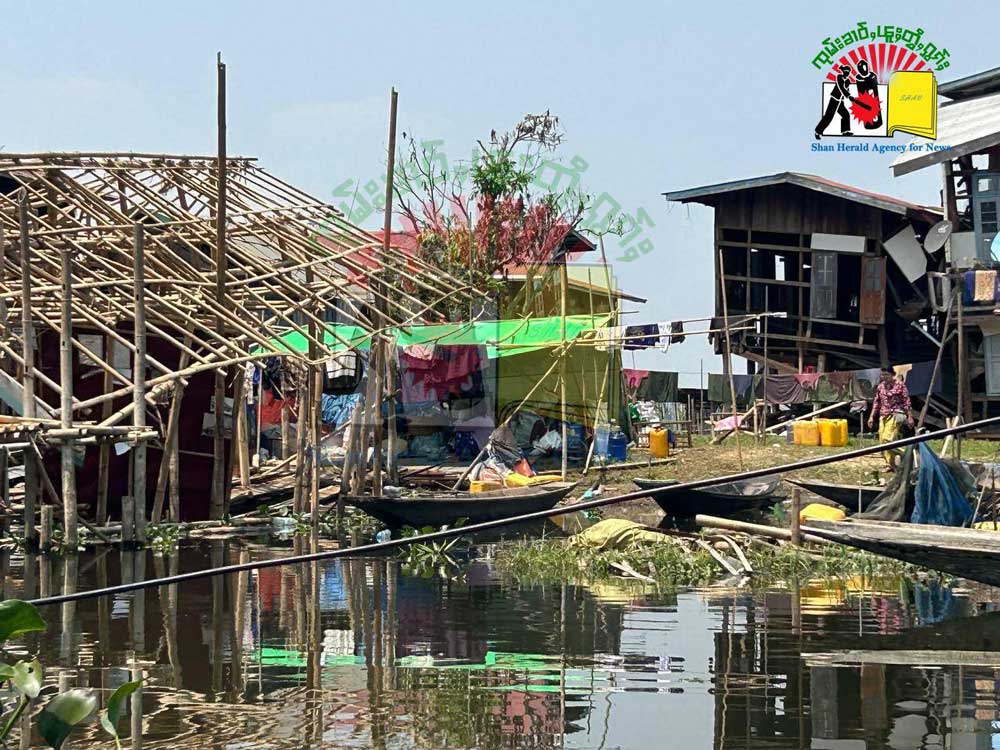 Houses of a village at Inle Lake Houses of a village at Inle Lake