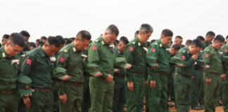 Forced Conscription by MNDAA Reported in Northern Shan State’s Lashio Members of the Myanmar National Democratic Alliance Army (MNDAA) stand in formation during a ceremony Photo The Konkang