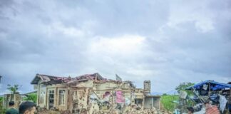 SAC Airstrikes Hit Displacement Site in Kyaukme, Causing Civilian Casualties Damaged site in Kyaukme