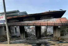Airstrikes Kill Civilians, Destroy Bridges, and Displace Thousands in Shan State A house was burnt to ashes following junta airstrikes on Nawng Ping, Kyaukme Township