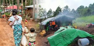 Monsoon of Loss: A Father’s Grief in Myanmar’s War-Torn Shan An IDP woman and her children