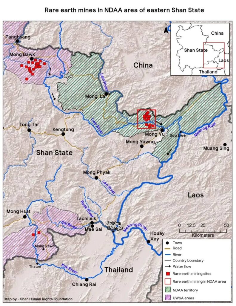 Rare earth mines in Myanmar’s Golden Triangle, operated by the NDAA in Mong Yawng, Shan State