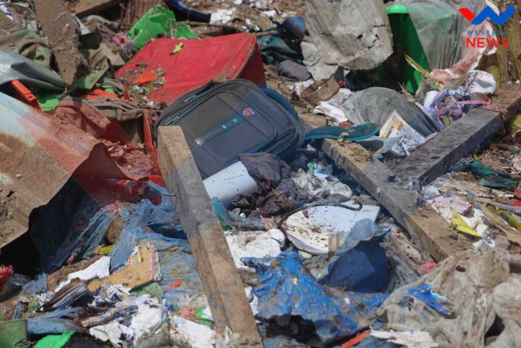 A school bag lies among the debris at the scene Photo Western News