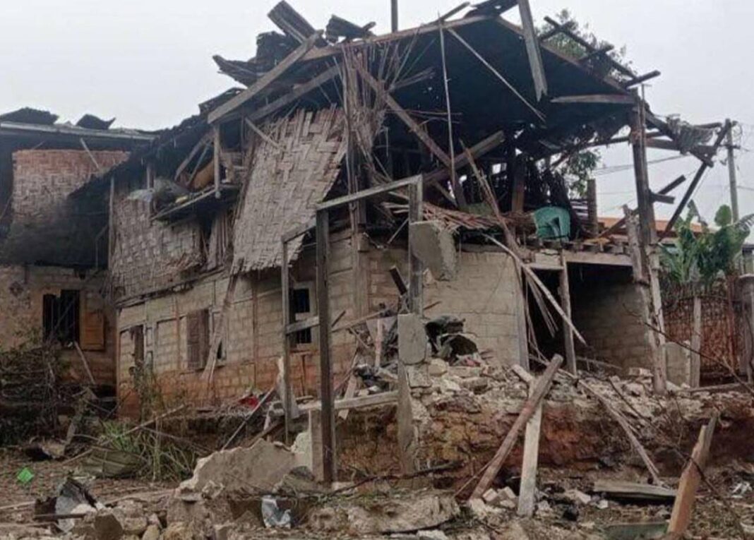 A damaged house in Namtu following a junta airstrike