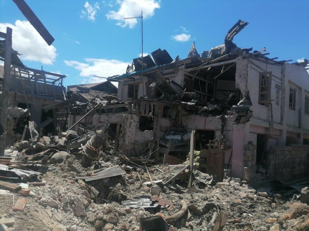 A house damaged during recent fighting in northern Shan State