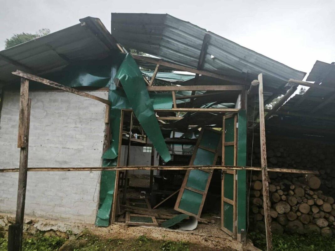 Damaged house in Mongkut following junta air raids