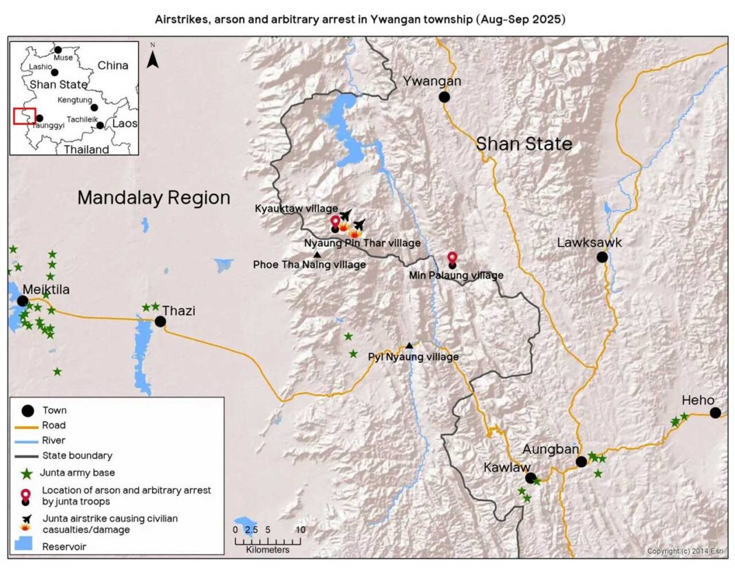 Map of Ywangan Township showing conflict areas Map of Ywangan Township showing conflict areas
