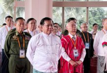 NCA BLUES – Nationwide ceasefire isn’t nationwide any more Min Aung Hlaing seen with ethnic leaders during a meeting in the capital