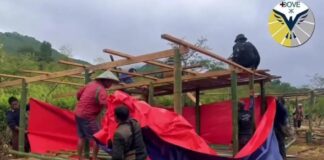 Thousands Displaced in Pai Khun Face Winter Hardship Displaced families and volunteers help build temporary shelters in Pai Khun