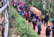 Three Displaced Women Killed by Junta–PNO Shelling in Pai Khun Township Funeral of one of the victims Photo Satt Naung