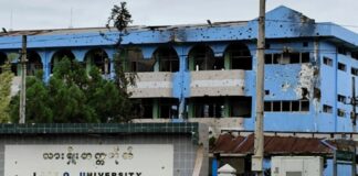 Lashio University Reopens Amid Ongoing Instability, Students Voice Safety Concerns The Lashio University building was also damaged by gunfire