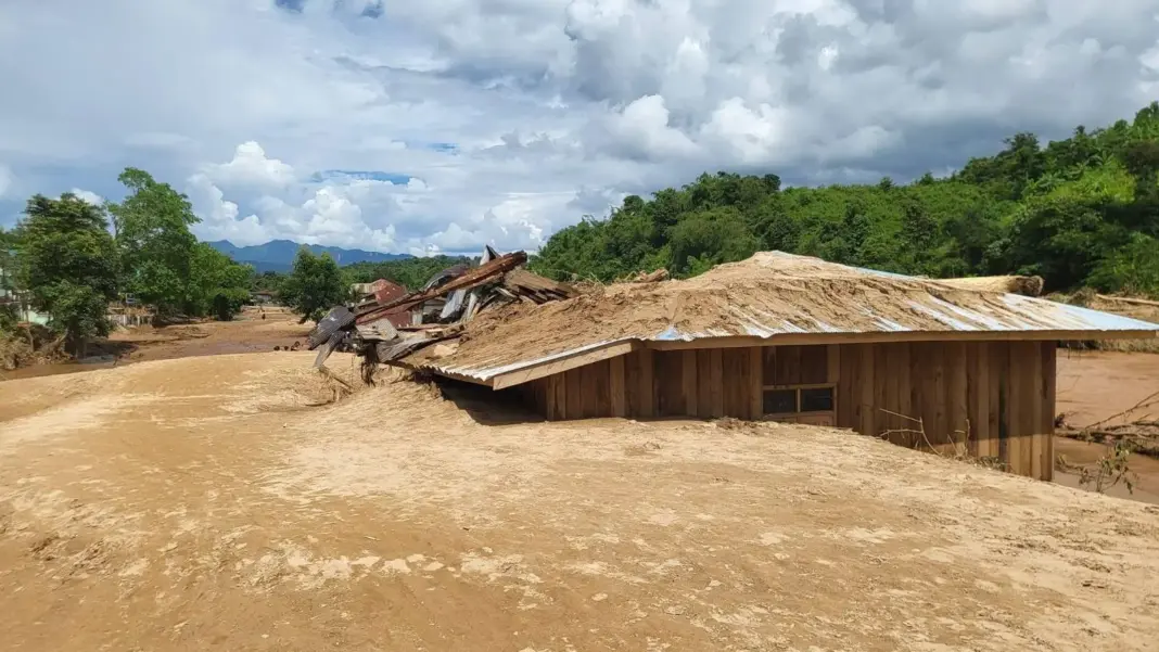Flood damaged homes in the area