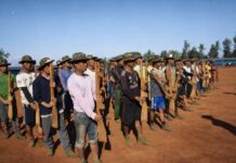 Money and Manpower: Southern Shan Residents Crushed by Dual Conscription Demands PNOPNA members during a training session in Southern Shan State